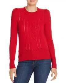 AQUA Mixed-Knit Cashmere Sweater red at Bloomingdales